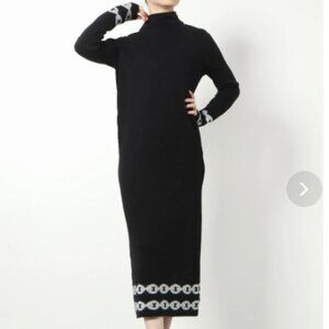 Nicole Miller Black Knit Dress with White Accents size small